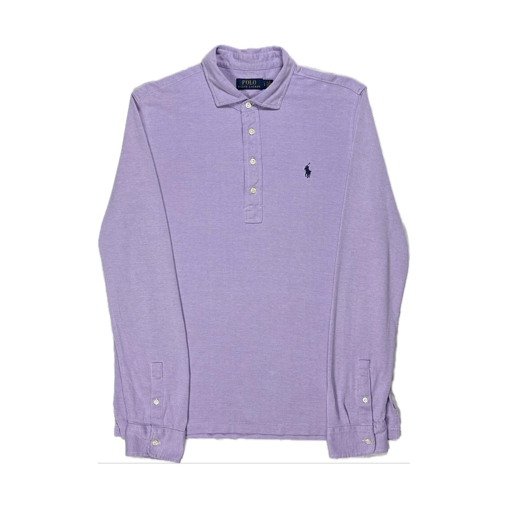 Polo Ralph Lauren cotton lilac purple navy pony longsleeve polo shirt mens large